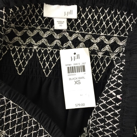 J Jill Skirt Ruffle Embroidery Waist Black XS - Picture 7 of 7